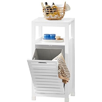 SoBuy Meuble de salle de bain étroit avec panier à linge sale 42 x 90 x 30 cm Blanc SoBuy Meuble de salle de bain étroit avec panier à linge sale 42 x 90 x 30 cm Blanc