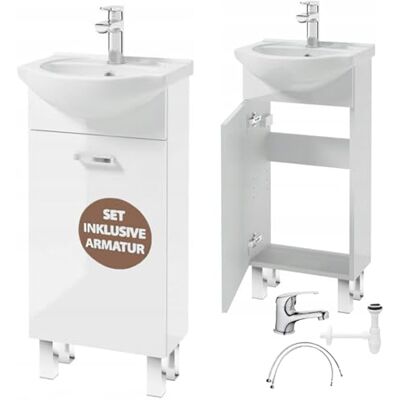 Deftrans Armoire de Salle de Bain avec lavabo 40 x 84 x 20 cm Blanc Petit lavabo avec Meuble Bas pour invités Deftrans Armoire de Salle de Bain avec lavabo 40 x 84 x 20 cm Blanc Petit lavabo avec Meuble Bas pour invités