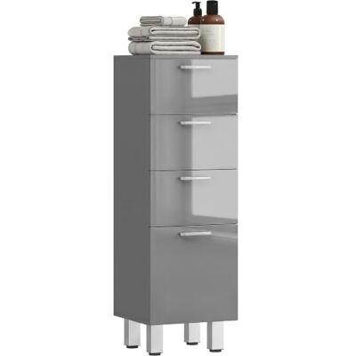 kleankin Meuble de salle de bain étroit avec 4 tiroirs 30x30x93cm Gris Armoire de toilette encastrée, meuble de salle de bain latéral, idéal pour petits espaces. kleankin Meuble de salle de bain étroit avec 4 tiroirs 30x30x93cm Gris Armoire de toilette encastrée, meuble de salle de bain latéral, idéal pour petits espaces.