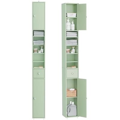 SoBuy Meuble Colonne Salle de Bain 20 cm Armoire de Rangement Étroite avec Tiroir et Étagères Réglables Meuble Salle de Bain Compact pour WC, Petits Espaces Vert, MDF, 20x20x180cm, BZR34-II-GR SoBuy Meuble Colonne Salle de Bain 20 cm Armoire de Rangement Étroite avec Tiroir et Étagères Réglables Meuble Salle de Bain Compact pour WC, Petits Espaces Vert, MDF, 20x20x180cm, BZR34-II-GR