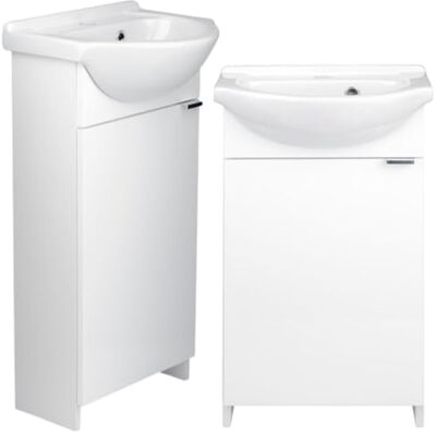 Deftrans Domodomo Armoire de salle de bain avec lavabo 86 x 38 x 19,6 cm Blanc En céramique Meuble sur pied pour petite salle de bain Deftrans Domodomo Armoire de salle de bain avec lavabo 86 x 38 x 19,6 cm Blanc En céramique Meuble sur pied pour petite salle de bain