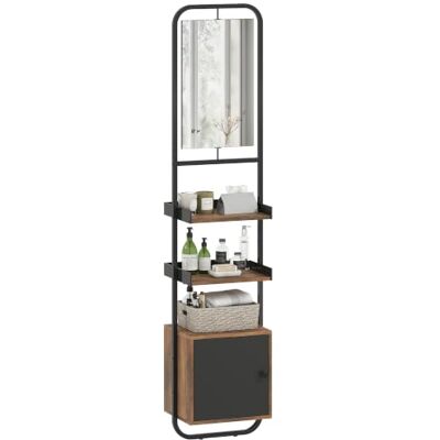 HOMCOM Meuble Colonne de Salle de Bain étagère de Rangement avec Miroir, Plateaux réglables et Placard, en Bois et métal, 40 x 30 x 179 cm, Noir HOMCOM Meuble Colonne de Salle de Bain étagère de Rangement avec Miroir, Plateaux réglables et Placard, en Bois et métal, 40 x 30 x 179 cm, Noir