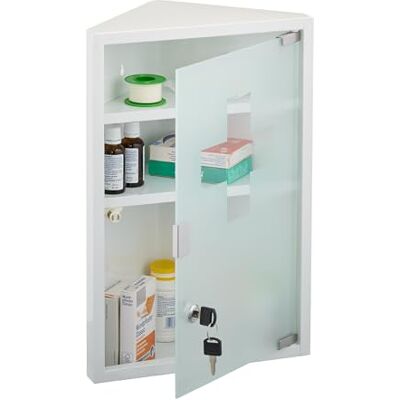 Relaxdays Armoire à Pharmacie, 3 Compartiments spacieux, mélange de matériaux, H x L x P : 45 x 30 x 17,5 cm, Blanche Relaxdays Armoire à Pharmacie, 3 Compartiments spacieux, mélange de matériaux, H x L x P : 45 x 30 x 17,5 cm, Blanche