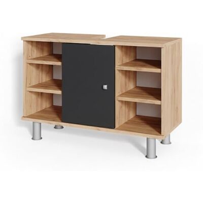 Vicco Meuble sous lavabo "Fynn", Anthracite, 80x54cm pour le rangement dans la salle de bain avec découpe pour siphon Vicco Meuble sous lavabo "Fynn", Anthracite, 80x54cm pour le rangement dans la salle de bain avec découpe pour siphon