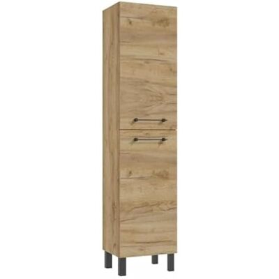 Deftrans Armoire de salle de bain haute debout 170 cm – Meuble de rangement étroit 40 x 30 cm avec 4 compartiments, chêne artisanal Deftrans Armoire de salle de bain haute debout 170 cm – Meuble de rangement étroit 40 x 30 cm avec 4 compartiments, chêne artisanal
