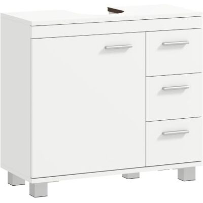 HOMCOM Meuble sous lavabo Salle de Bain 3 Tiroirs 70 x 30 x 64 cm Blanc Porte à Fermeture Amortie, Armoire sous Lavabo, Style Moderne HOMCOM Meuble sous lavabo Salle de Bain 3 Tiroirs 70 x 30 x 64 cm Blanc Porte à Fermeture Amortie, Armoire sous Lavabo, Style Moderne