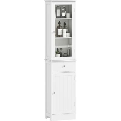 kleankin Meuble Colonne de Salle de Bain Placard Porte Acrylique Blanc kleankin Meuble Colonne de Salle de Bain Placard Porte Acrylique Blanc