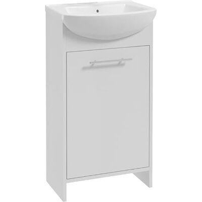 Deftrans . Domodomo Armoire de Salle de Bain avec lavabo 84 x 46,5 x 24,5 cm Blanc Meuble sur Pied pour Petite Salle de Bain Lavabo Blanc avec Meuble Bas Deftrans . Domodomo Armoire de Salle de Bain avec lavabo 84 x 46,5 x 24,5 cm Blanc Meuble sur Pied pour Petite Salle de Bain Lavabo Blanc avec Meuble Bas