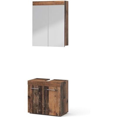 Vicco Ensemble de meubles de salle de bains "Luna", Oldstyle 60 cm 2 pièces · Meuble sous-vasque · Armoire à miroir Vicco Ensemble de meubles de salle de bains "Luna", Oldstyle 60 cm 2 pièces · Meuble sous-vasque · Armoire à miroir