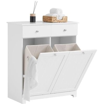 SoBuy Meuble Salle de Bain avec Panier à Linge – Armoire de Rangement 2 Tiroirs et Grande Capacité Sacs à Linge, Meuble Panier à Linge Robuste en Bois, Blanc, L78xP38xH90cm, BZR33-II-W SoBuy Meuble Salle de Bain avec Panier à Linge – Armoire de Rangement 2 Tiroirs et Grande Capacité Sacs à Linge, Meuble Panier à Linge Robuste en Bois, Blanc, L78xP38xH90cm, BZR33-II-W