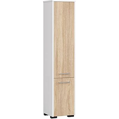 AKORD Armoire haute de salle de bains, 30 x 140 x 30 cm, 25 kg, FIN 2D, avec 2 portes (en haut et en bas), montage mural possible AKORD Armoire haute de salle de bains, 30 x 140 x 30 cm, 25 kg, FIN 2D, avec 2 portes (en haut et en bas), montage mural possible