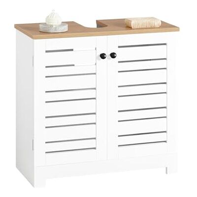 SoBuy Meuble sous Lavabo Salle de Bain avec Étagères Réglables, Poignées Argentées Ensemble de Rangement 60x59x30 cm BZR40-W SoBuy Meuble sous Lavabo Salle de Bain avec Étagères Réglables, Poignées Argentées Ensemble de Rangement 60x59x30 cm BZR40-W