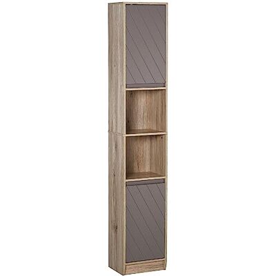 HOMCOM Meuble Colonne Salle de Bain à 6 Niveaux 30x24x170cm Gris Chêne HOMCOM Meuble Colonne Salle de Bain à 6 Niveaux 30x24x170cm Gris Chêne