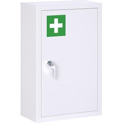 kleankin Armoire à Pharmacie Murale en Acier 30 x 14 x 46 cm Blanc kleankin Armoire à Pharmacie Murale en Acier 30 x 14 x 46 cm Blanc