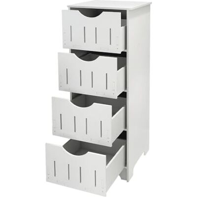 LANTUS Meuble de Salle de Bain Support Papier Toilette avec Placard et étagères réglables-30 * 30 * 82cm-Blanc LANTUS Meuble de Salle de Bain Support Papier Toilette avec Placard et étagères réglables-30 * 30 * 82cm-Blanc