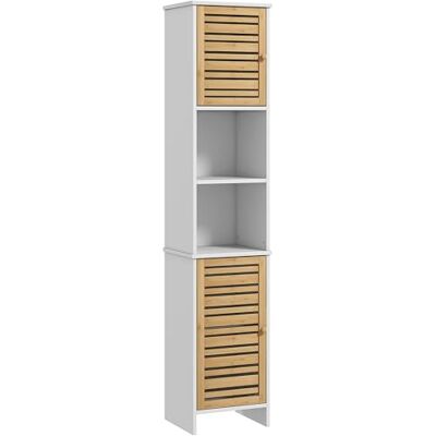 HOMCOM Meuble Colonne Rangement Salle de Bain Armoire de Toilette Bicolore 2 placards avec étagère réglable + 2 niches dim. 35L x 30l x 170H cm Blanc HOMCOM Meuble Colonne Rangement Salle de Bain Armoire de Toilette Bicolore 2 placards avec étagère réglable + 2 niches dim. 35L x 30l x 170H cm Blanc