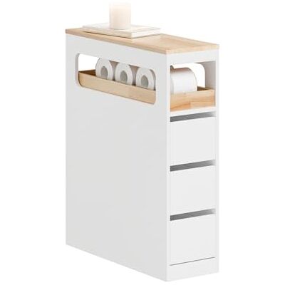 SoBuy Meuble Salle de Bain à Roulettes, Armoire de Salle de Bain Étroit avec 3 Tiroirs et Étagère Réglable, Petit Meuble WC en Bois pour Toilette, Blanc, 65x23x82cm BZR54-W SoBuy Meuble Salle de Bain à Roulettes, Armoire de Salle de Bain Étroit avec 3 Tiroirs et Étagère Réglable, Petit Meuble WC en Bois pour Toilette, Blanc, 65x23x82cm BZR54-W