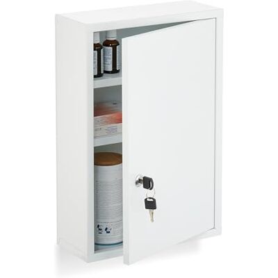 Relaxdays Armoire à Pharmacie, Murale, Acier, 3 Compartiments Pratiques, H x L x P : 45 x 30 x 12 cm, Blanche Relaxdays Armoire à Pharmacie, Murale, Acier, 3 Compartiments Pratiques, H x L x P : 45 x 30 x 12 cm, Blanche