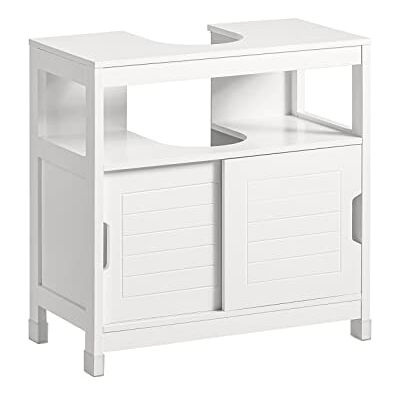 SoBuy Meuble de Salle de Bain sous Vasque, Meuble sous évier Housse Colonne lavabo Anti-humidité Anti-Humidité, Bois, Blanc L60 x P30 x H61cm FRG128-II-W SoBuy Meuble de Salle de Bain sous Vasque, Meuble sous évier Housse Colonne lavabo Anti-humidité Anti-Humidité, Bois, Blanc L60 x P30 x H61cm FRG128-II-W