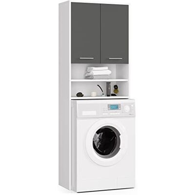 AKORD FIN Meuble d’encastrement pour machine à laver, avec 2 portes, 64 x 180 x 30 cm (l x H x P), poids 29,50 kg, blanc/gris graphite AKORD FIN Meuble d’encastrement pour machine à laver, avec 2 portes, 64 x 180 x 30 cm (l x H x P), poids 29,50 kg, blanc/gris graphite