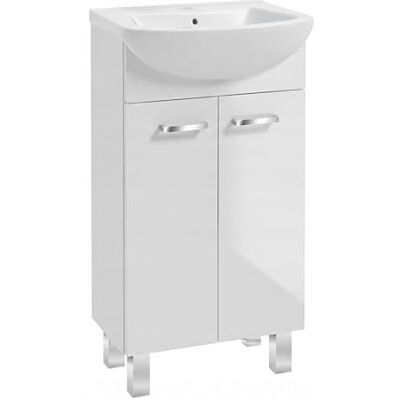 Deftrans . Meuble de lavabo avec lavabo Blanc brillant 45 cm Meuble de lavabo avec lavabo en céramique Meuble de salle de bain pour petites salles de bain, 2 portes Deftrans . Meuble de lavabo avec lavabo Blanc brillant 45 cm Meuble de lavabo avec lavabo en céramique Meuble de salle de bain pour petites salles de bain, 2 portes