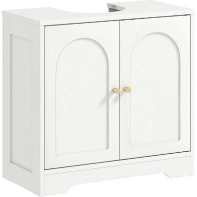 HOMCOM Meuble sous lavabo avec/sans Pédestal Socle 60 x 30 x 65 cm Blanc Salle de Bain, Meuble sous Vasque, Armoire de Rangement pour Lavabo, Placard à Portes, Étagère Réglable, pour Bassin HOMCOM Meuble sous lavabo avec/sans Pédestal Socle 60 x 30 x 65 cm Blanc Salle de Bain, Meuble sous Vasque, Armoire de Rangement pour Lavabo, Placard à Portes, Étagère Réglable, pour Bassin