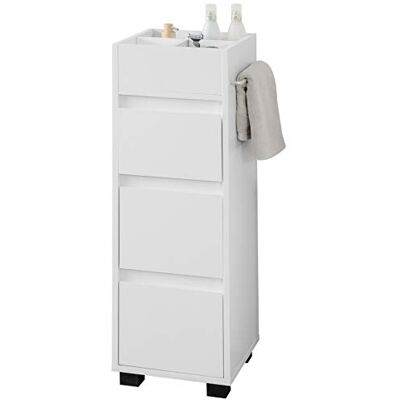 SoBuy BZR29-W Meuble de salle de bain peu encombrant 3 tiroirs et 4 compartiments à organiser L30 x P30 x A90 cm Blanc SoBuy BZR29-W Meuble de salle de bain peu encombrant 3 tiroirs et 4 compartiments à organiser L30 x P30 x A90 cm Blanc