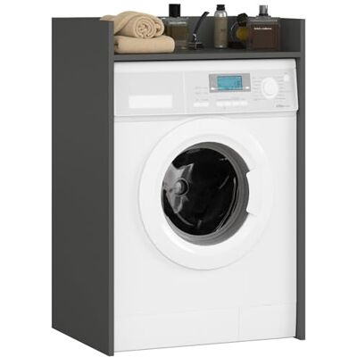 AKORD Armoire de machine à laver 64 cm, convient pour machine à laver et sèche-linge, armoire de 64 cm, meuble de salle de bain, dimensions : 64 x 98 x 50 cm, gris graphite et gris graphite AKORD Armoire de machine à laver 64 cm, convient pour machine à laver et sèche-linge, armoire de 64 cm, meuble de salle de bain, dimensions : 64 x 98 x 50 cm, gris graphite et gris graphite