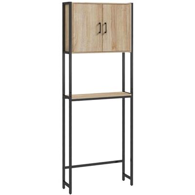 kleankin Étagère de Toilettes Meuble de Salle de Bain Dessus Toilette WC avec Placard 2 Portes et étagère Ouverte dim. 64L x 19l x 178H cm chêne et Noir kleankin Étagère de Toilettes Meuble de Salle de Bain Dessus Toilette WC avec Placard 2 Portes et étagère Ouverte dim. 64L x 19l x 178H cm chêne et Noir
