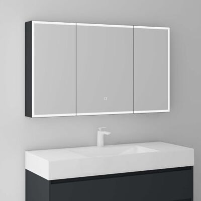 Mai & Mai Armoire Murale Anthracite Mat avec Miroir Salle de Bain 120cm Placard Rangement en Bois, Éclairage Miroir LED Suspendue, Armoire Toilette, Fonction Soft-close, 120x15x70cm, SpiegelSR-04 Mai & Mai Armoire Murale Anthracite Mat avec Miroir Salle de Bain 120cm Placard Rangement en Bois, Éclairage Miroir LED Suspendue, Armoire Toilette, Fonction Soft-close, 120x15x70cm, SpiegelSR-04
