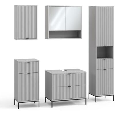 Vicco Meubles bain "Eliza", Gris 70 cm 5 pièces · Meuble sous-vasque · Armoire à miroir · Armoire haute · Armoire mi-haute · Meuble suspendu Vicco Meubles bain "Eliza", Gris 70 cm 5 pièces · Meuble sous-vasque · Armoire à miroir · Armoire haute · Armoire mi-haute · Meuble suspendu