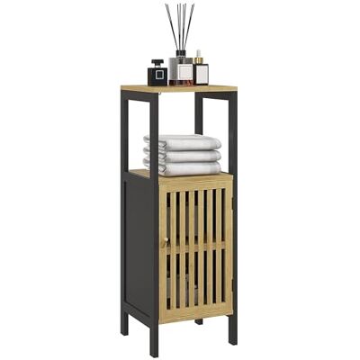HOMCOM Meuble Bas de Salle de Bain Placard 32 x 30 x 90,5 cm, Noir et Bois HOMCOM Meuble Bas de Salle de Bain Placard 32 x 30 x 90,5 cm, Noir et Bois