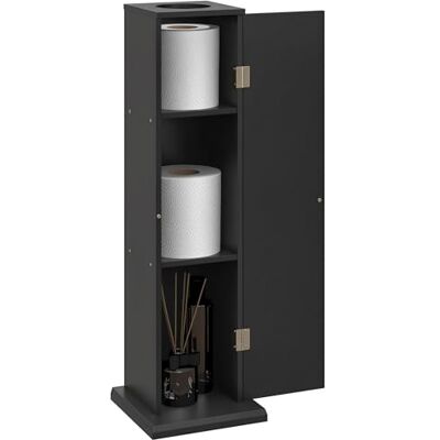 HOMCOM Meuble Salle de Bain Support Papier Toilette 3 Niveaux, Gain de Place, pour Petits Espace, Noir HOMCOM Meuble Salle de Bain Support Papier Toilette 3 Niveaux, Gain de Place, pour Petits Espace, Noir