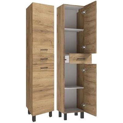Deftrans Armoire de Salle de Bain Debout en Chêne Étroit, 169 cm x 35 cm, Meuble en Bois Deftrans Armoire de Salle de Bain Debout en Chêne Étroit, 169 cm x 35 cm, Meuble en Bois