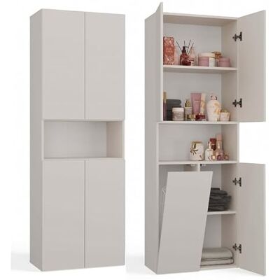 CDF Armoire Haute Salle de Bain Meuble Colonne de Salle de Bain Armoire de Rangement à 4 Portes avec Etagère Réglable pour Salon Cuisine 60x30x174 cm Anthracite/Chêne Artisan 1 Panier à Linge CDF Armoire Haute Salle de Bain Meuble Colonne de Salle de Bain Armoire de Rangement à 4 Portes avec Etagère Réglable pour Salon Cuisine 60x30x174 cm Anthracite/Chêne Artisan 1 Panier à Linge