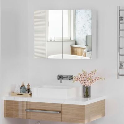 HOMCOM Armoire Murale Salle de Bain avec Miroir 80 x 15 x 60 cm Blanc HOMCOM Armoire Murale Salle de Bain avec Miroir 80 x 15 x 60 cm Blanc