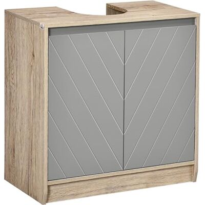 HOMCOM Meuble Salle de Bain sous Lavabo Meuble sous-Vasque Placard 2 Portes avec étagère dim. 60L x 30l x 59,8H cm Panneaux Particules chêne Clair Gris HOMCOM Meuble Salle de Bain sous Lavabo Meuble sous-Vasque Placard 2 Portes avec étagère dim. 60L x 30l x 59,8H cm Panneaux Particules chêne Clair Gris