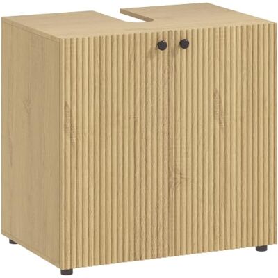 HOMCOM Meuble sous Lavabo 2 Portes 60 x 39,8 x 58,5 cm Effet Bois Naturel Fermeture Amortie, Étagère Réglable, Meuble de Salle de Bain, Armoire de Salle de Bains sous Lavabo HOMCOM Meuble sous Lavabo 2 Portes 60 x 39,8 x 58,5 cm Effet Bois Naturel Fermeture Amortie, Étagère Réglable, Meuble de Salle de Bain, Armoire de Salle de Bains sous Lavabo