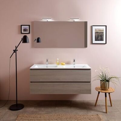 Kiamami Valentina Meuble de salle de bain 120cm lion elm avec double vasque et miroir 120x60 Berlin Kiamami Valentina Meuble de salle de bain 120cm lion elm avec double vasque et miroir 120x60 Berlin