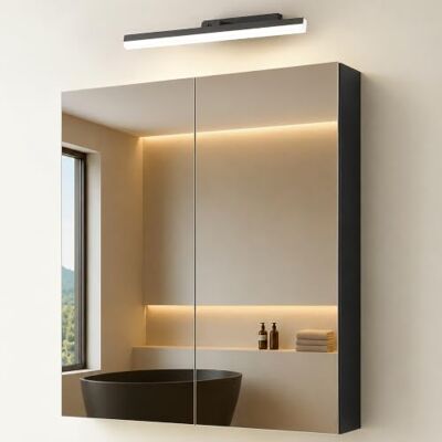 Mai & Mai Armoire à Miroir Gris Noir Mat avec Lampe LED Salle de Bain 60cm Placard Rangement en Bois, Armoire Toilette, Lampe LED 180° Rotative 40cm, Étagères Réglables, 60x15x70cm, SpiegelSR-02 Mai & Mai Armoire à Miroir Gris Noir Mat avec Lampe LED Salle de Bain 60cm Placard Rangement en Bois, Armoire Toilette, Lampe LED 180° Rotative 40cm, Étagères Réglables, 60x15x70cm, SpiegelSR-02