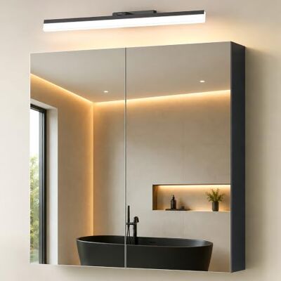 Mai & Mai Armoire à Miroir Gris Noir Mat avec Lampe LED Salle de Bain 80cm Placard Rangement en Bois, Armoire Toilette, Lampe LED 180° Rotative 60cm, Étagères Réglables, 80x15x70cm, SpiegelSR-02 Mai & Mai Armoire à Miroir Gris Noir Mat avec Lampe LED Salle de Bain 80cm Placard Rangement en Bois, Armoire Toilette, Lampe LED 180° Rotative 60cm, Étagères Réglables, 80x15x70cm, SpiegelSR-02