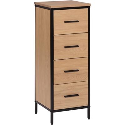 EUGAD Armoire de salle de bain, commode à 4 tiroirs, armoire d'appoint, armoire pour salle de bain, salon, chambre à coucher, cuisine, couloir en métal + matériau dérivé du bois, 30 x 82 x 30 cm EUGAD Armoire de salle de bain, commode à 4 tiroirs, armoire d'appoint, armoire pour salle de bain, salon, chambre à coucher, cuisine, couloir en métal + matériau dérivé du bois, 30 x 82 x 30 cm