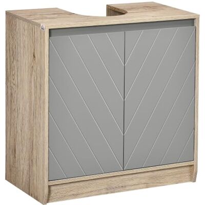 HOMCOM Meuble Salle de Bain Sous Lavabo 60L×30l×59,8H cm Chêne Clair Gris Meuble Sous-Vasque, Placard 2 Portes avec Étagère, Panneaux Particules HOMCOM Meuble Salle de Bain Sous Lavabo 60L×30l×59,8H cm Chêne Clair Gris Meuble Sous-Vasque, Placard 2 Portes avec Étagère, Panneaux Particules