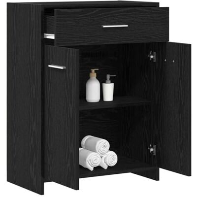 Armoire de bain en chêne noir VidaXl - 60x33x80 cm - Meuble de rangement pour salle de bain Armoire de bain en chêne noir VidaXl - 60x33x80 cm - Meuble de rangement pour salle de bain