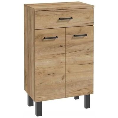 Deftrans . Armoire de salle de bain sur pied, 50 x 30 x 82,5 cm, chêne Armoire de salle de bain étroite avec tiroir, 2 portes et 2 étagères Espace de rangement pour serviettes Deftrans . Armoire de salle de bain sur pied, 50 x 30 x 82,5 cm, chêne Armoire de salle de bain étroite avec tiroir, 2 portes et 2 étagères Espace de rangement pour serviettes