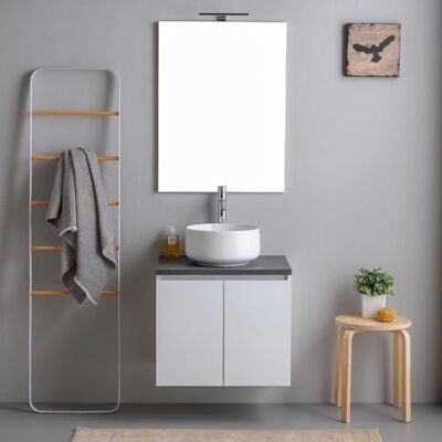 Kiamami Valentina Meuble de salle de bains suspendu 60cm 2 portes avec dessus anthracite et miroir 60x80 Bilbao Kiamami Valentina Meuble de salle de bains suspendu 60cm 2 portes avec dessus anthracite et miroir 60x80 Bilbao