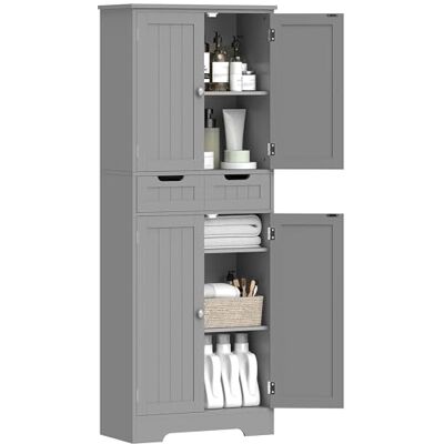 HOMCOM Meuble de Salle de Bain Meuble de Rangement 60 x 30 x 160 cm Gris HOMCOM Meuble de Salle de Bain Meuble de Rangement 60 x 30 x 160 cm Gris