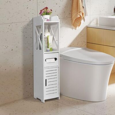 LANTUS Petit Meuble de Rangement pour Toilettes, Support pour Papiers Toilettes, Colonne, Armoire de Salle de Bain, Placard, Étagère Réglable, 20 * 20 * 80cm-Blanc LANTUS Petit Meuble de Rangement pour Toilettes, Support pour Papiers Toilettes, Colonne, Armoire de Salle de Bain, Placard, Étagère Réglable, 20 * 20 * 80cm-Blanc