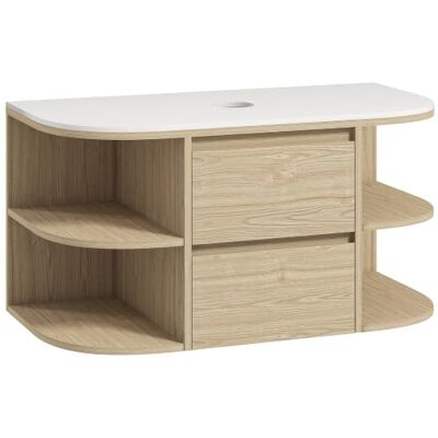 HOMCOM Meuble sous lavabo Suspendu, Meuble sous Vasque 90x45x46 cm, Marron Tiroirs à Fermeture Douce, Étagères HOMCOM Meuble sous lavabo Suspendu, Meuble sous Vasque 90x45x46 cm, Marron Tiroirs à Fermeture Douce, Étagères