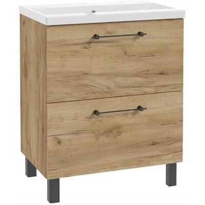 Deftrans . Meuble de salle de bain, 80 x 80 cm, avec lavabo, en chêne artisanal, debout, avec 2 tiroirs, fermeture amortie, meuble de salle de bain avec pieds Deftrans . Meuble de salle de bain, 80 x 80 cm, avec lavabo, en chêne artisanal, debout, avec 2 tiroirs, fermeture amortie, meuble de salle de bain avec pieds